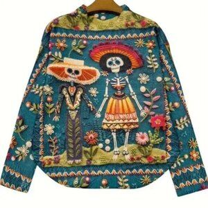 Artsy Day Of The Dead Fairytale Fantasy Colourful Crew Neck Sweater